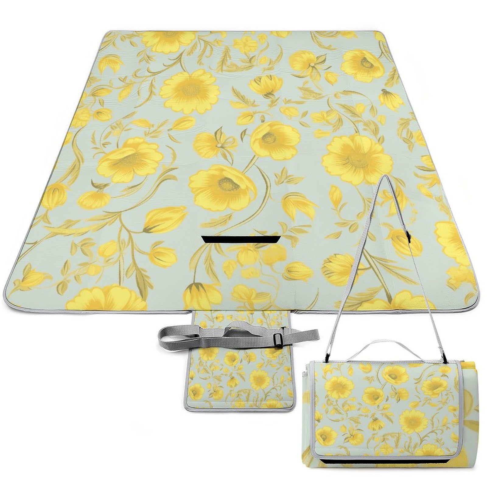 Couverture de pique-nique imperméable 147x147 cm jaune pour parc et camping