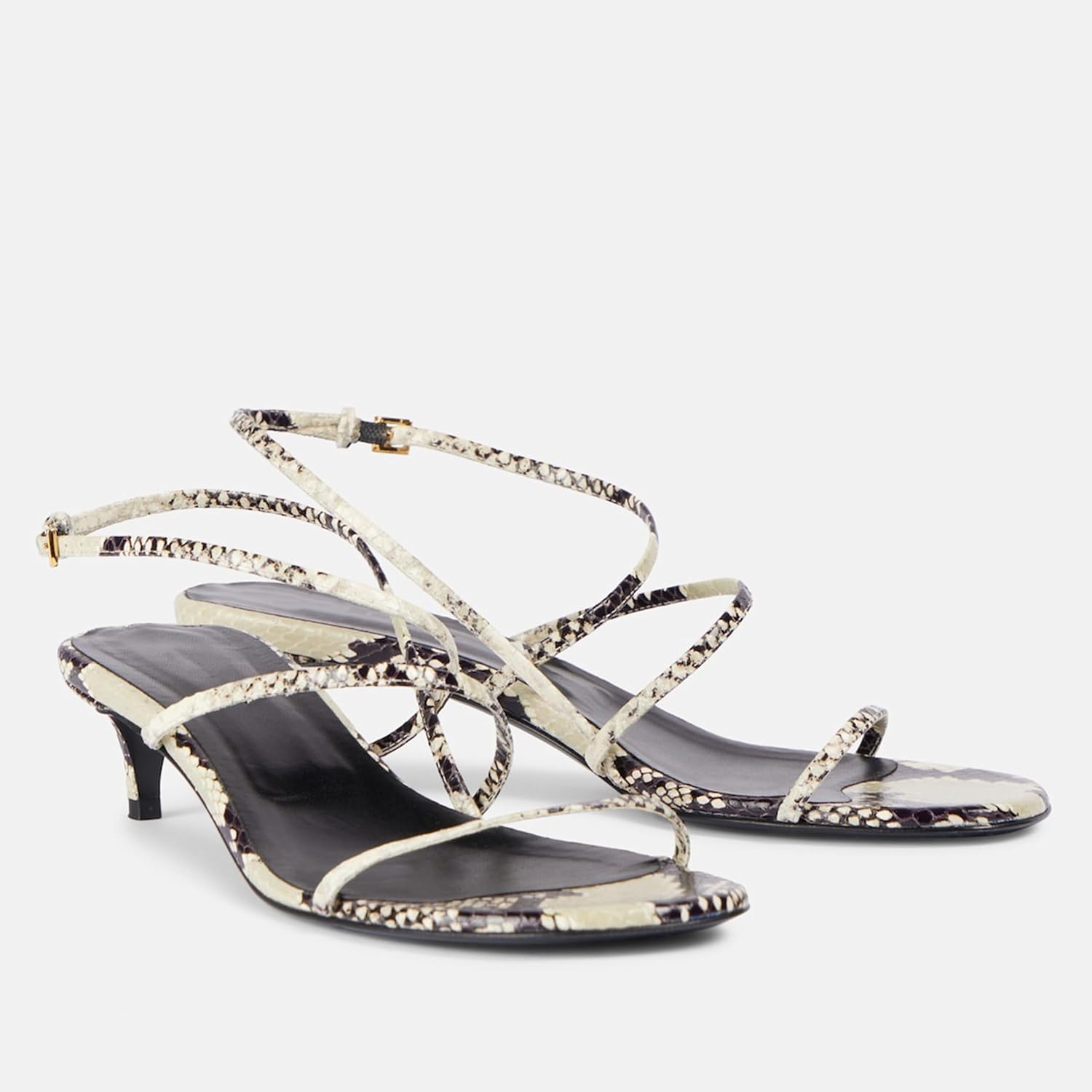 Snakeskin Kitten Heels for Women Elegant Strappy Sandals with Open Toe Fashionable Summer Leisure Shoes Size 8 - Image 4