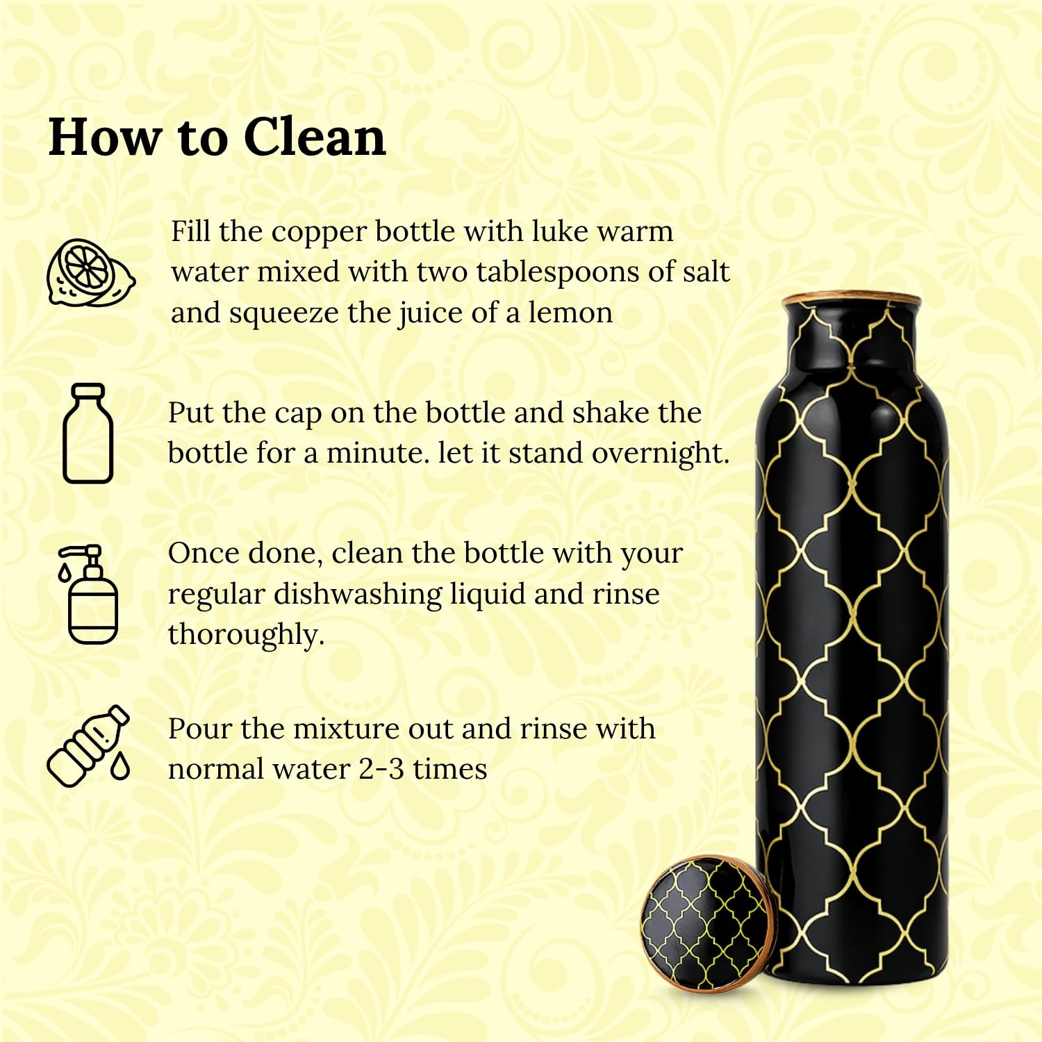 SuperGeneriX Copper Water Bottle - 1L Leakproof -7