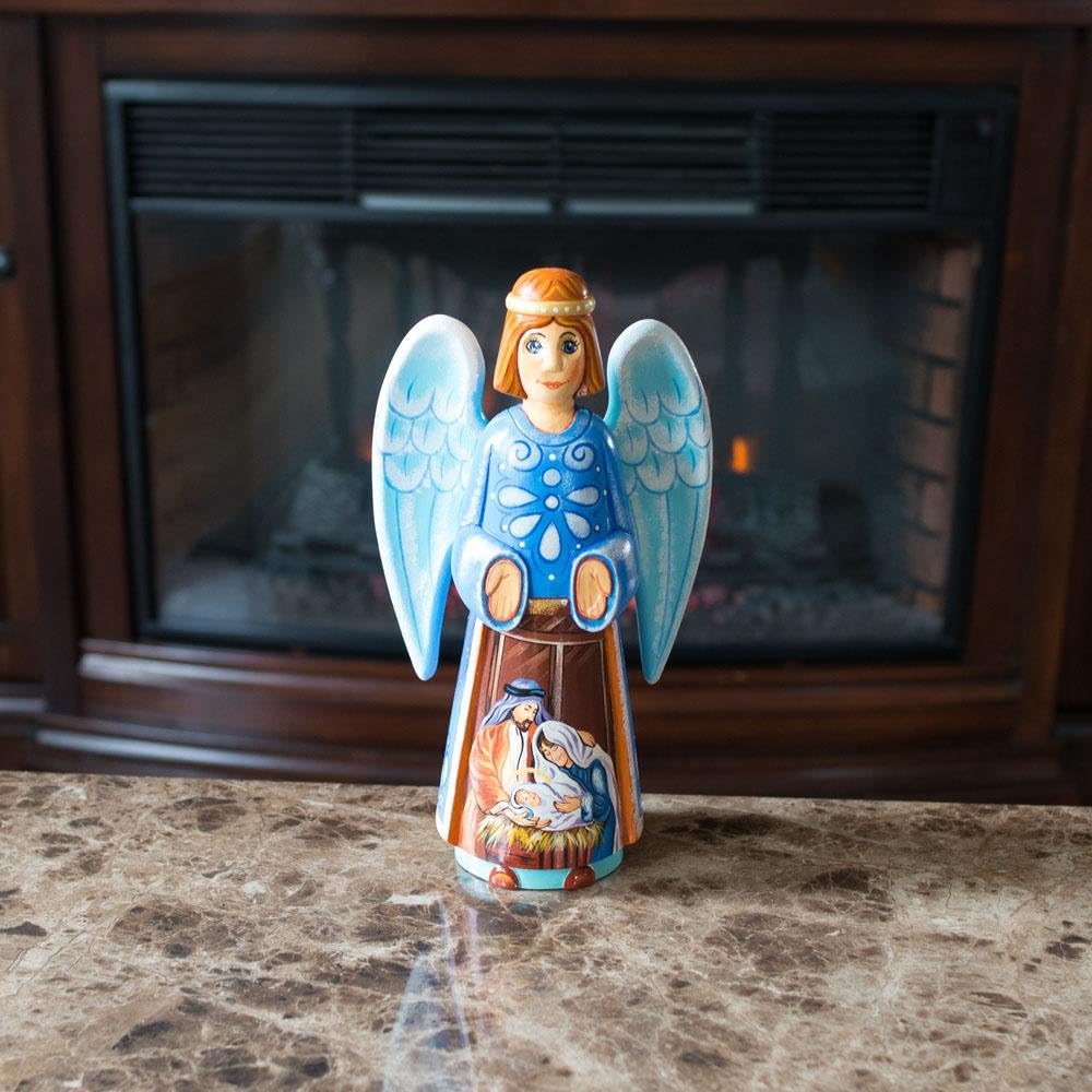 BestPysanky Nativity Scene Ukrainian Hand Carved Solid Wood Figurine 10 Inches