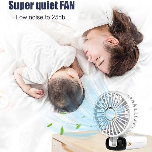 Miniatura 5 de lightlux Mini ventilador portátil de mano, recargable por USB de 5000 mAh, 5 velocidades, plegable, pequeño ventilador de escritorio con pantalla