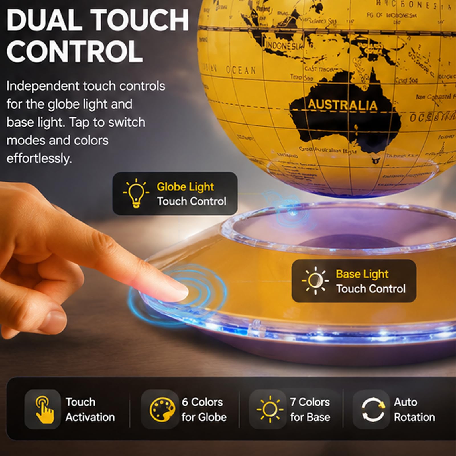 Lampada a globo galleggiante, luce LED a levitazione magnetica, rotazione a 360°, scrivania