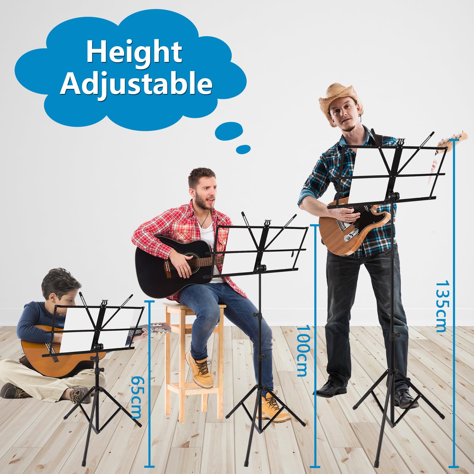 Pupitre Musique Pliable 2 en 1 -Support de Partitions Stable Double Utilisation - Hauteur Réglable - Avec Sac de Transport étanche - Pour Enfants et Adultes - Pupitre Partition avec Sac de Voyage