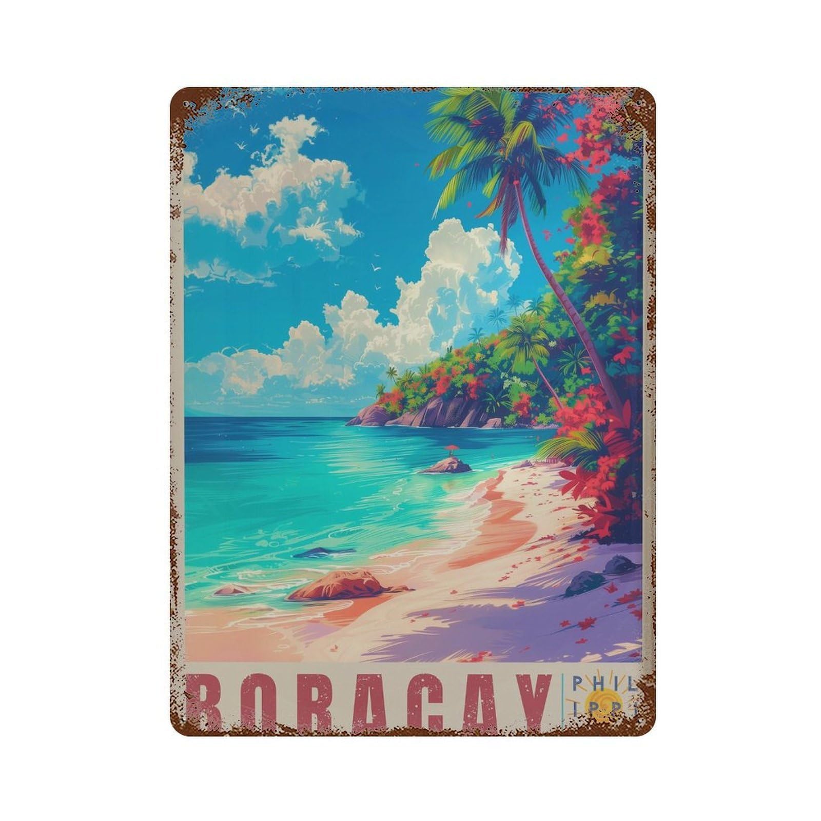 xiaoxiaoshen Boracay Philippines Travel Tropical Beach Wall Decor Art Metal Tin Poster Modern Home Decor Art Home Bar Shop Decorations Vintage Sign 40x30cm