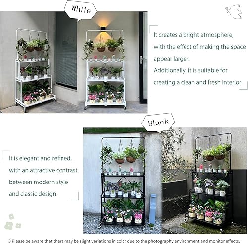 Miniatura 8 de lumizone Soporte para plantas plegable de 4 niveles para interior y exterior, estante para plantas colgante, sin necesidad de montaje, área de