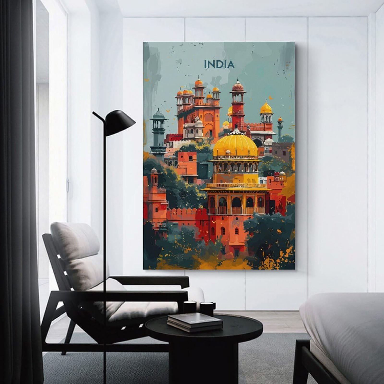 Junmoney Canvas Wall Art India Cityscape Travel, 20x30inch(50x75cm), for Living Room, Bedroom, Office Or Hallway, Decorative Artwork with Broad Appeal