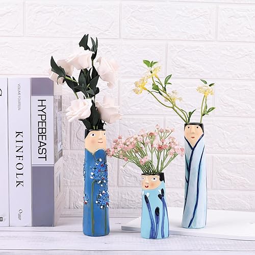 Miniatura 4 de Jarrón moderno de otoño con cara humana, jarrones familiares, decoración bohemia de granja, adecuado para flores secas, decoración de mesa de