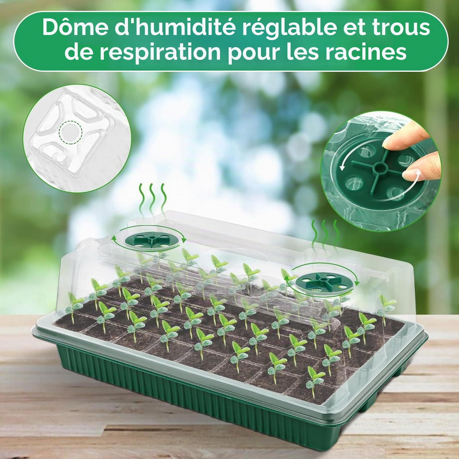 Serre, 3PCS Pots De Culture Sol De Culture Petit Ensemble Serre D'lntérieur 120 Cellules Boîte De Culture avec Lampe pour Plantes pour La Croissance des Plantes Et La Germination des Graines