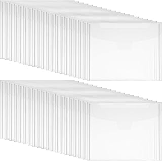 60Pcs Stamp and Die Storage Pockets 7" x 5" Die Cut Storage Envelopes Clear Plastic Envelopes Scrapbooking Storages with 60Pcs Labels for Card Making, Stencil