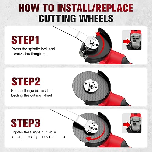 Miniatura 6 de Amoladora angular inalámbrica de 4-1/2 pulgadas, 12000 RPM sin escobillas, herramientas eléctricas con batería de 2 x 4.0 Ah, amoladora angular de 3