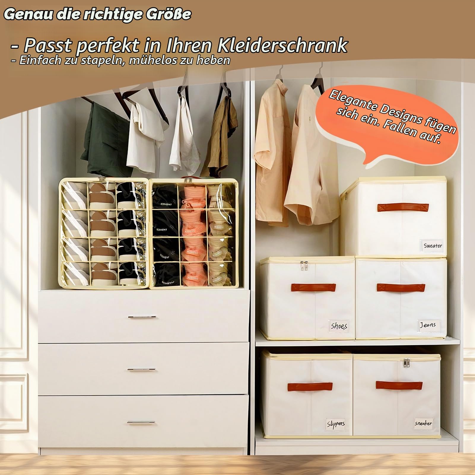 Patinao 3 Stück Flexible Fächer Schuhorganizer Platzsparend Schuhbox | Separate Einzelfächer, Stapelbar, Faltbare Stoff Aufbewahrungsboxen für shoe, schuh organizer für schrank, schuhaufbewahrung