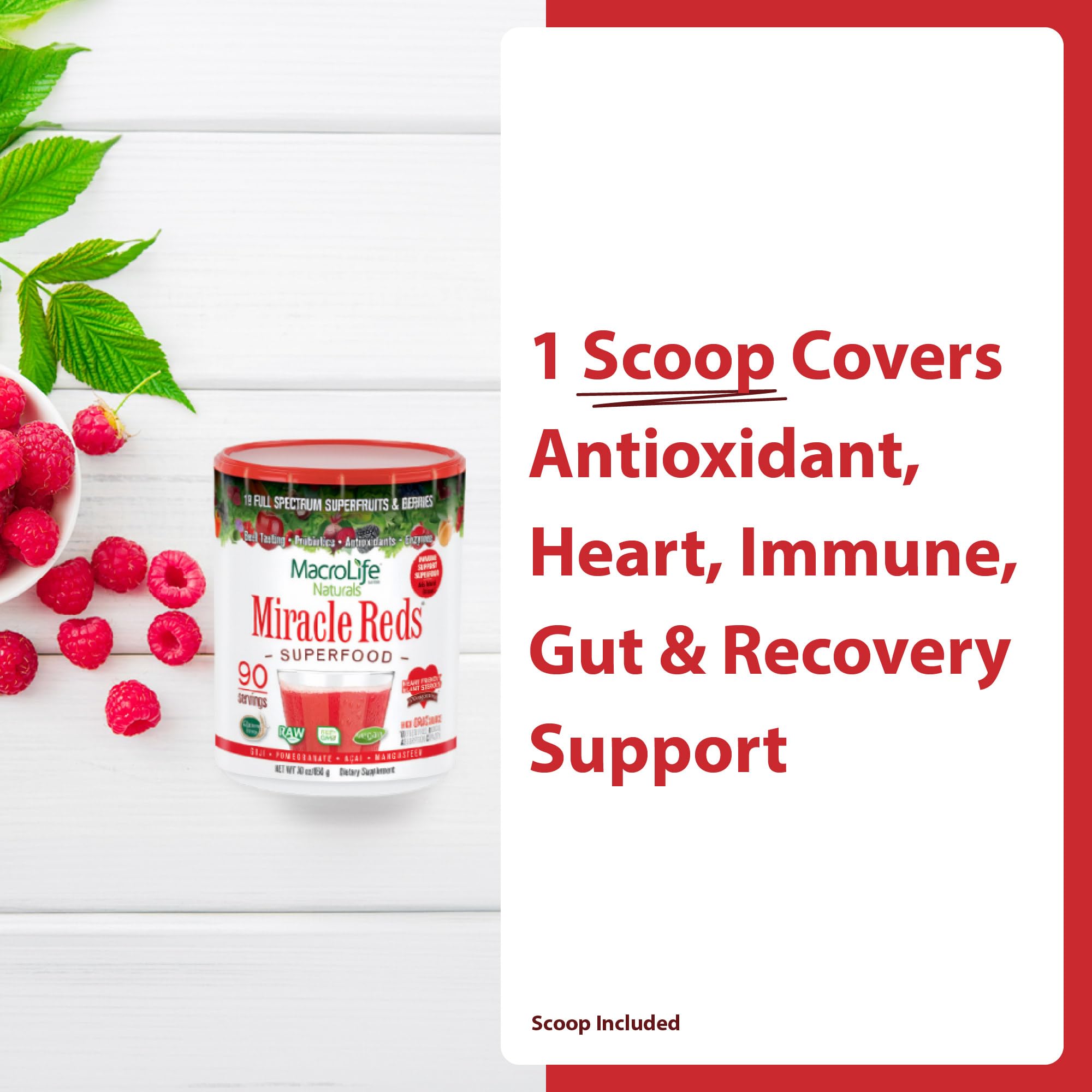 MacroLife Naturals Miracle Reds Superfood Powder, 90 Servings (30oz) — Amazon image 3