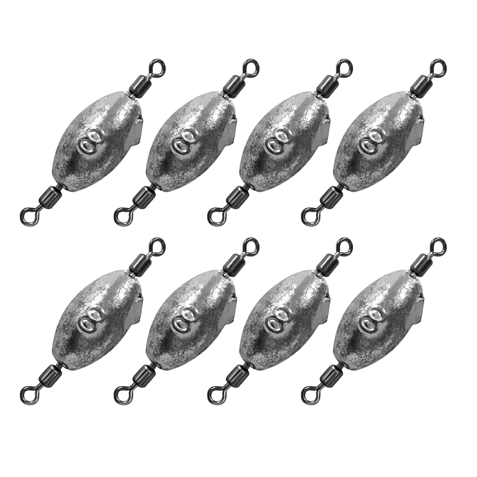 Uenhoy Fishing Weights Inline Trolling Fishing Sinker Tackle with Inner Swivels, Oval Drop Casting Fishing Weight Sinkers