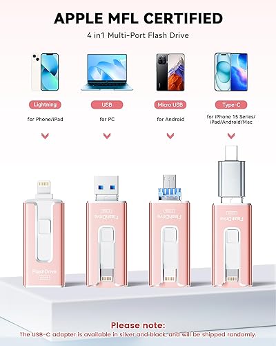 Miniatura 2 de Unidad flash de 512 GB con certificación MFi para iPhone y iPad, memoria USB para almacenamiento de memoria externa, fácil de hacer copias de