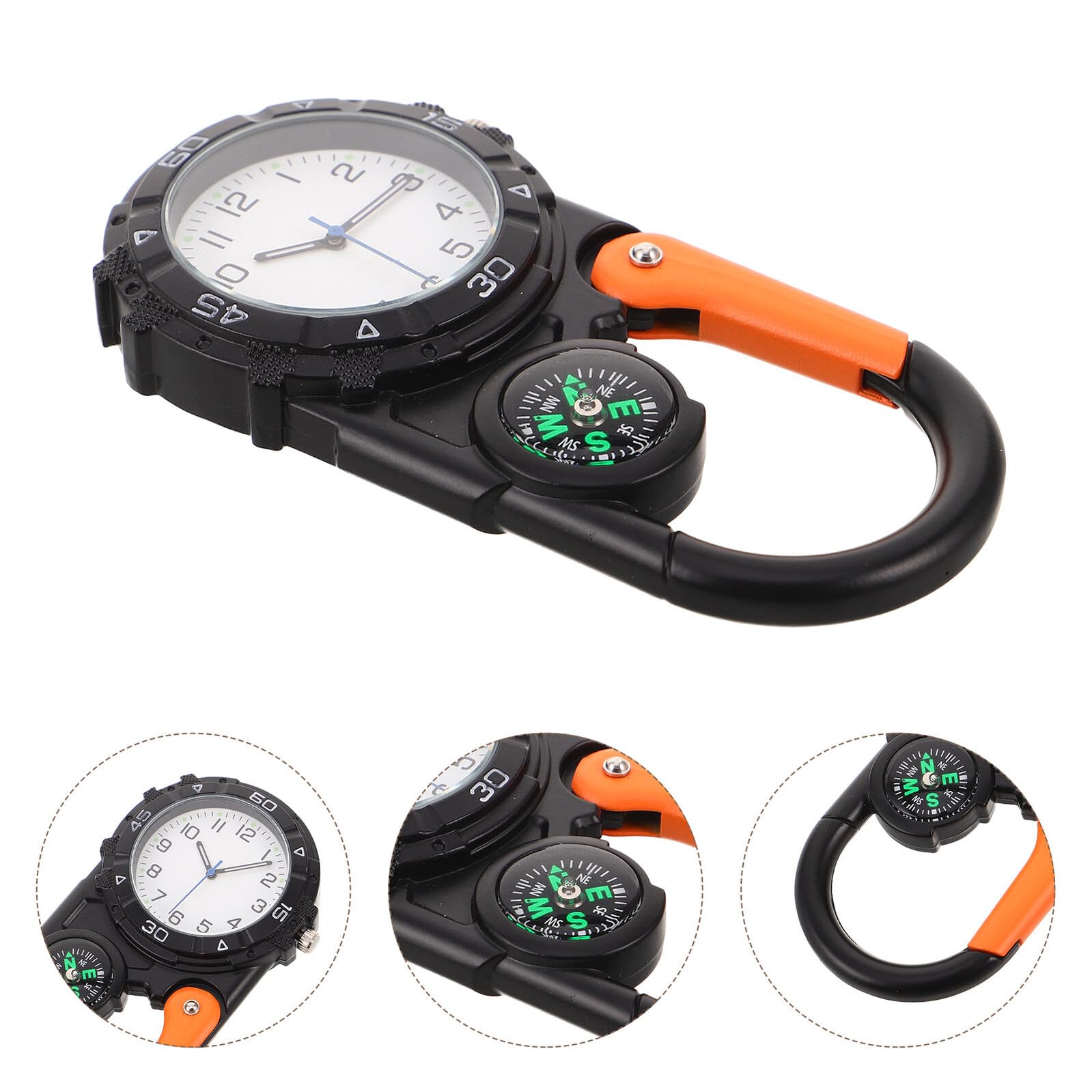 Outdoor Mountaineering Compass Watch with Metal Carabiner Clip Portable Quartz Fob for Hiking Backpacking And Camping in Extreme Weather