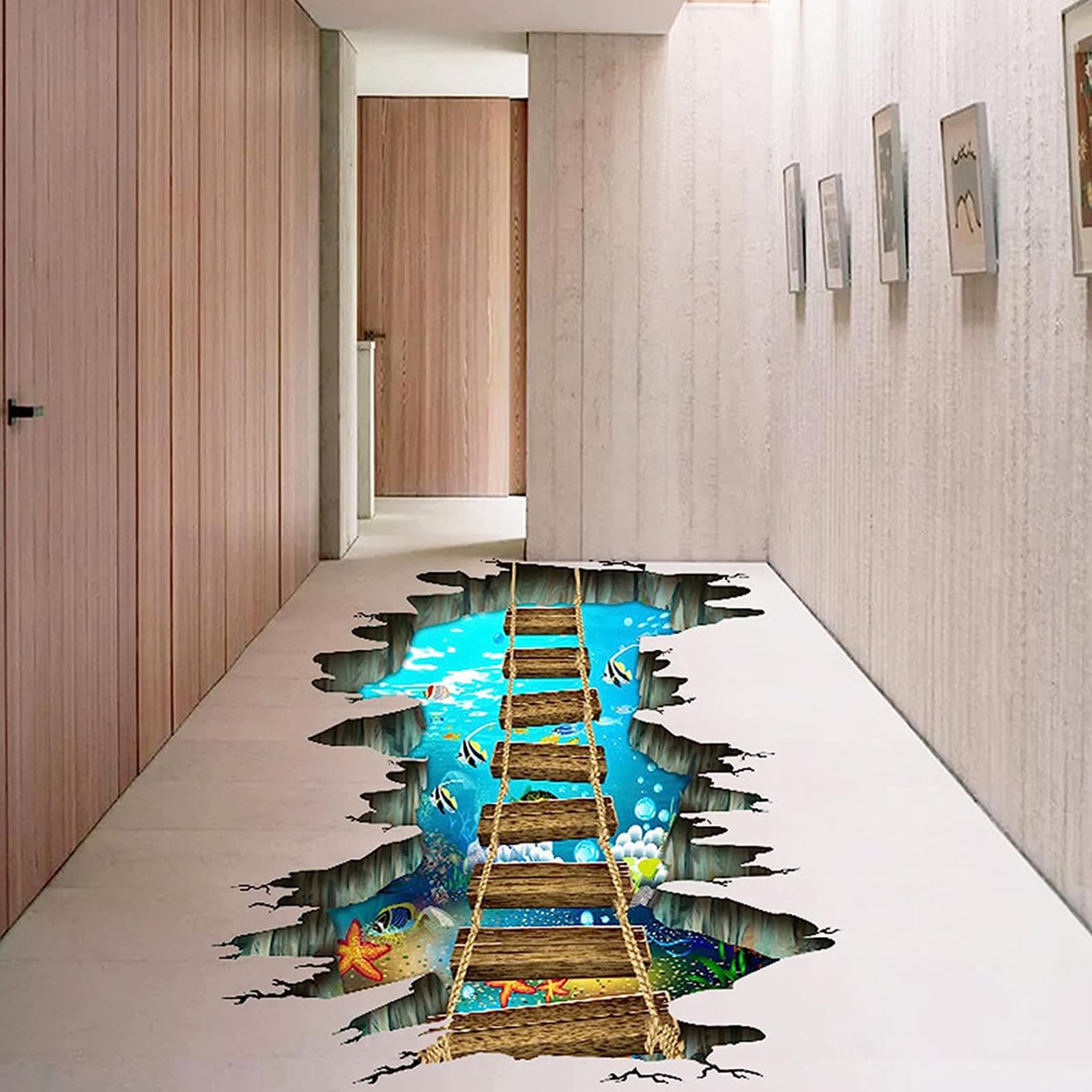 Pegatinas 3D Para Puerta Con Diseño Oceánico - 95x215 Cm, Vinilo Removible Impermeable, Decoración Hogar