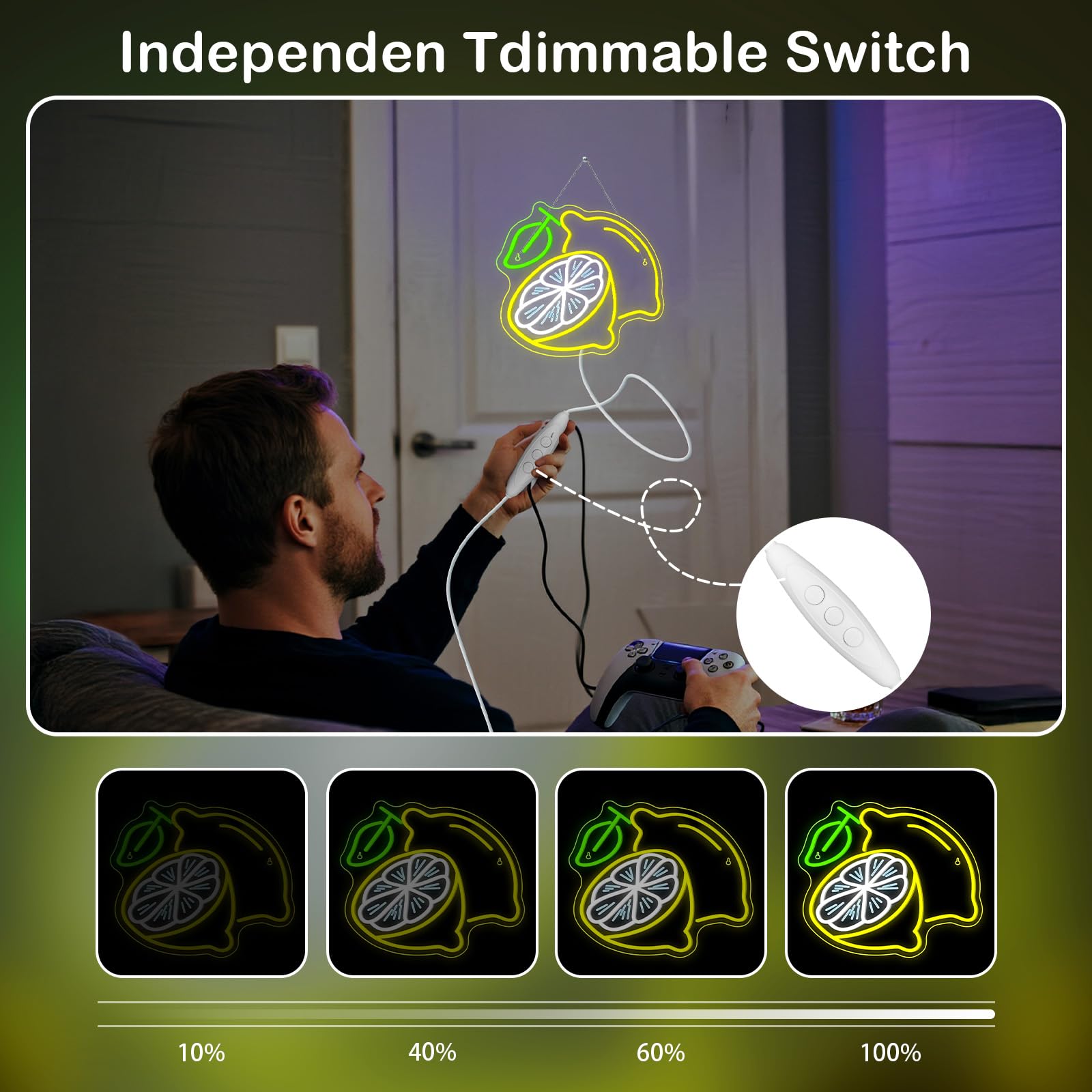 ineonlife Limone Scritte Neon, Lemon Scritta Led, Insegne Luminose per Decorazione, Insegna Neon per Negozio di Limonate,Negozio di Frutta,Negozio di Bevande,Cucina,Soggiorno,Camera da Letto,Bar