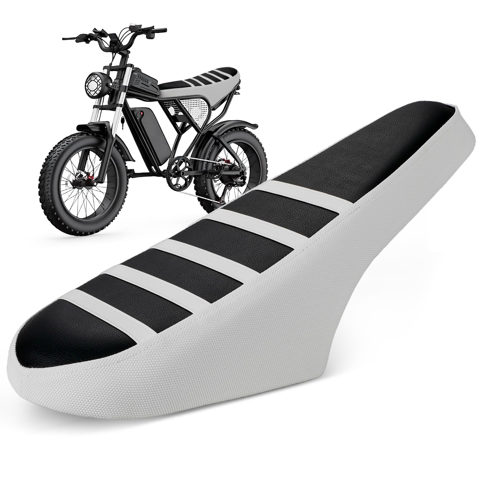 Electric Bike Seat Cover with Stripe E Bike Seat Cover for Ridstar Q20 Ebike-Black