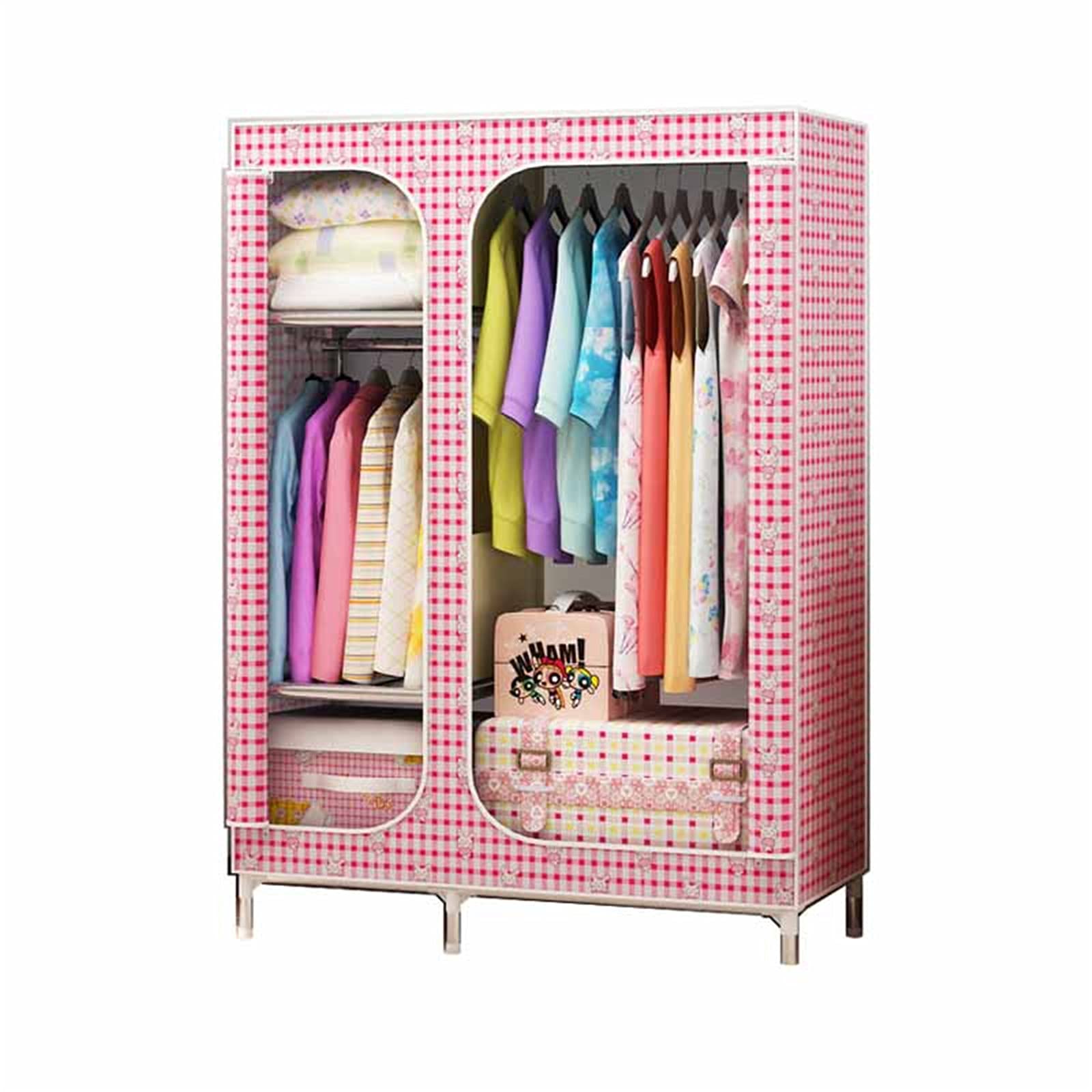 Armoire à 2 portes avec grand rail de suspension | Dressing textile multifonction