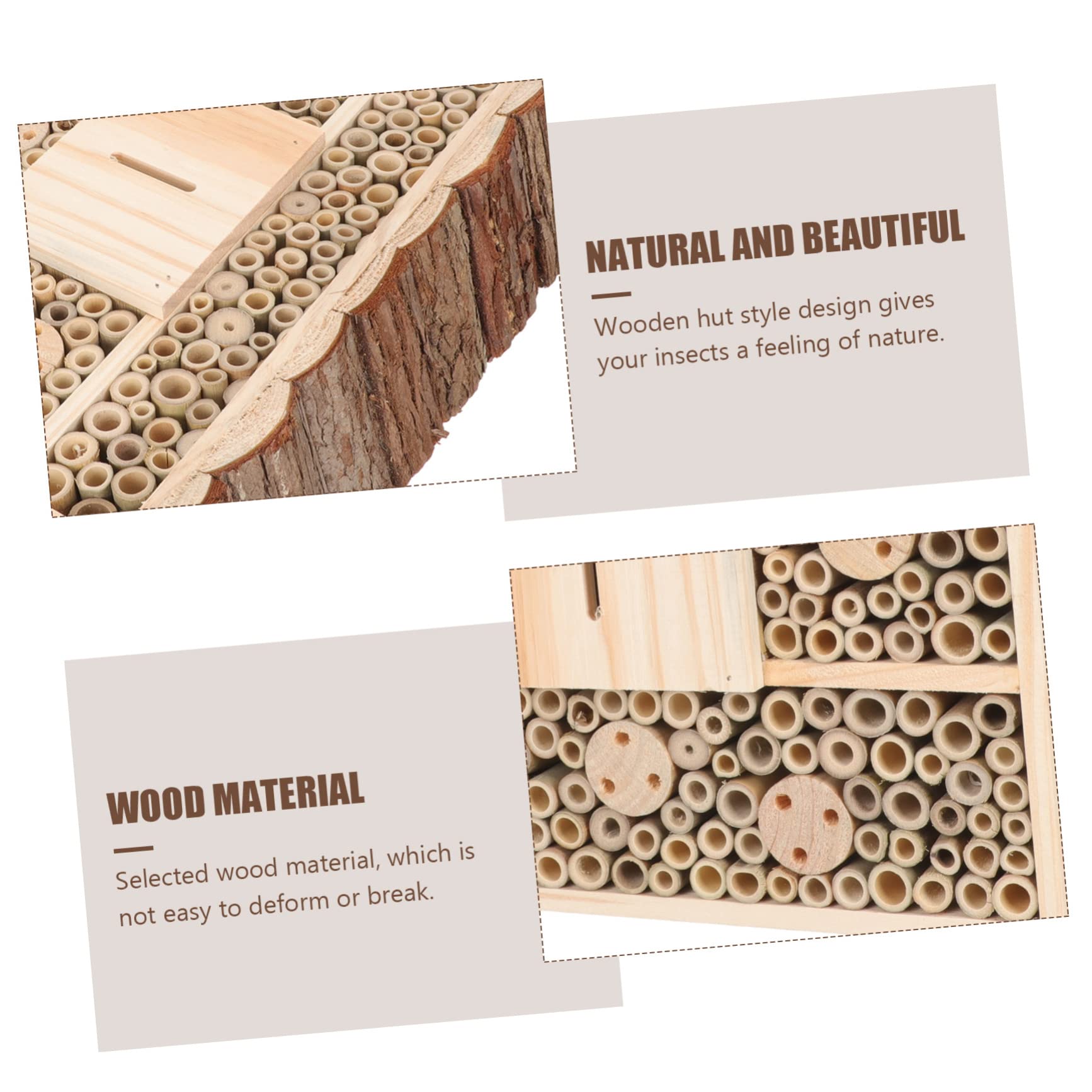 Mikikit Casa De Madera para Casita Insectos y Abejas Cabaña Decorativa Duradera y Ecológica