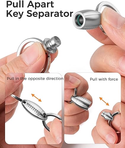 Miniatura 3 de FEGVE Llavero de titanio de liberación rápida para hombres, llavero desmontable extraíble, mini pero resistente, rotación de 360  (1 pieza de rugby