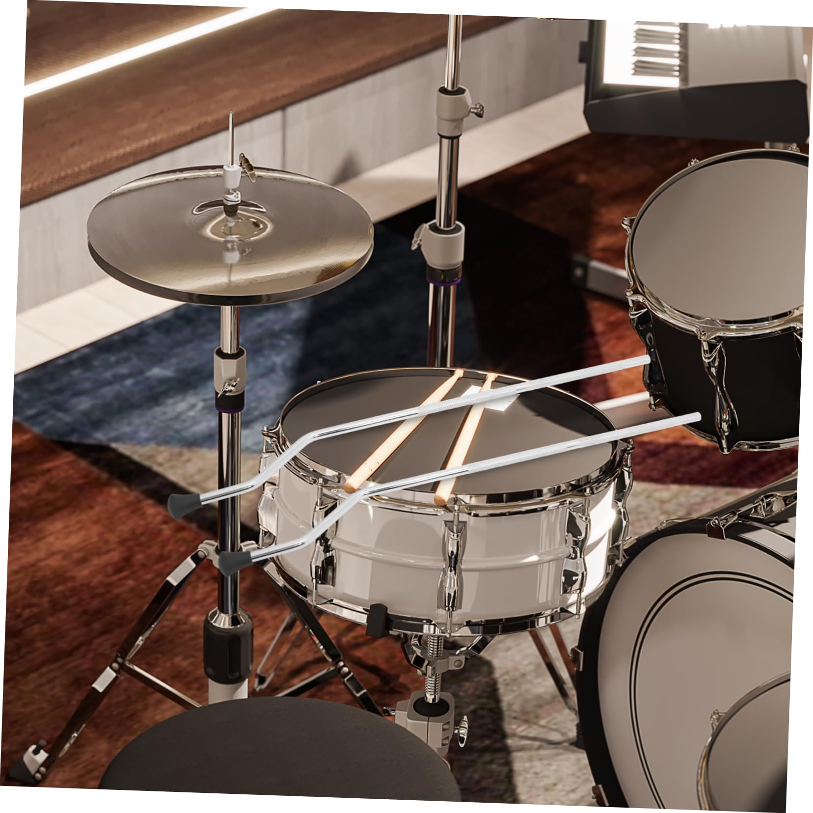 Pieds de Tom Basse en Métal Argenté, Lot de 3, Antidérapants