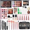 Kit de maquillaje todo en uno para mujer, set completo de regalo | Paquete esencial de maquillaje incluye base, prebase de rostro, paleta de sombras, contorno, lápiz labial, delineador, máscara de pestañas y set de brochas cosméticas 1