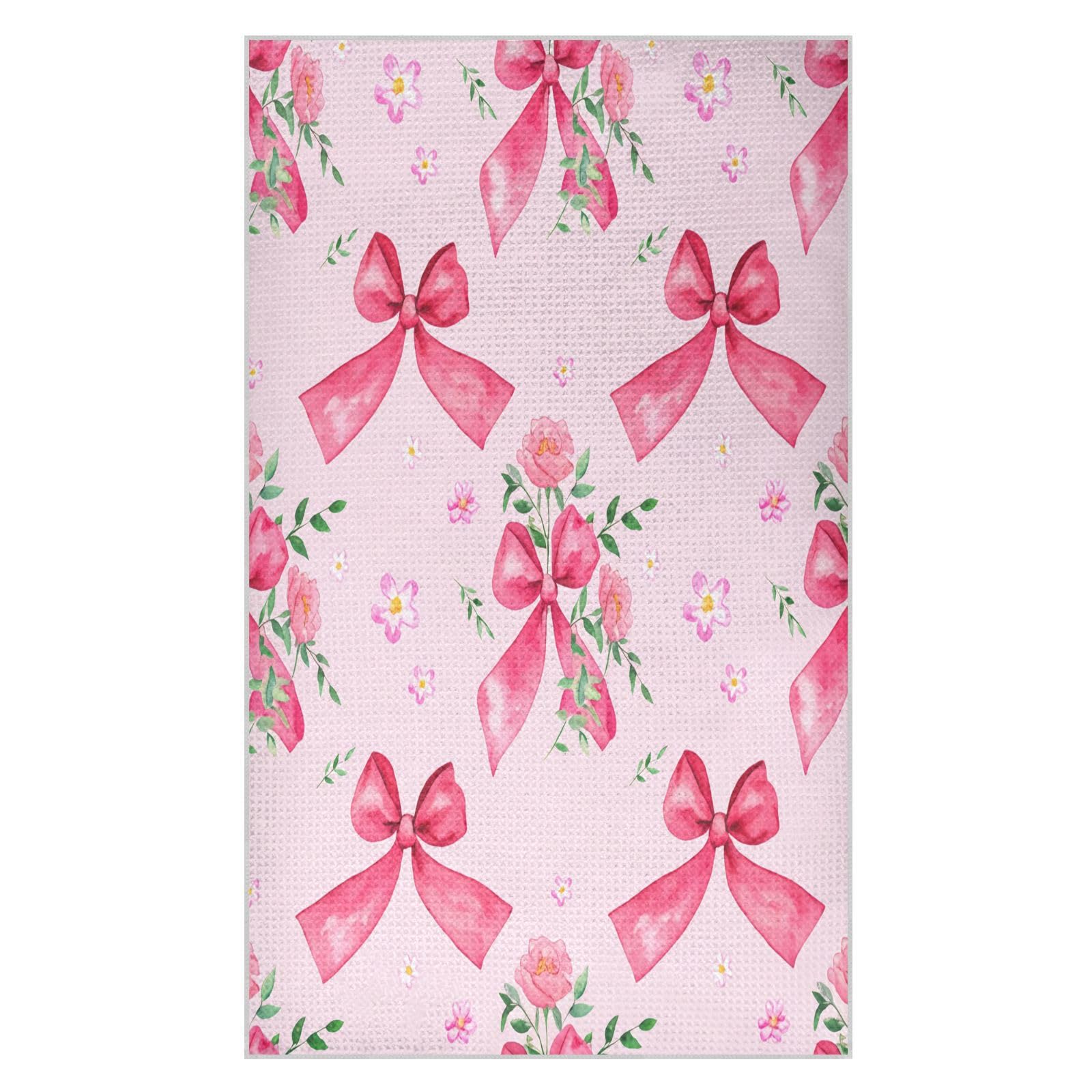 BURSTDDY Bows Kitchen Towels,Absorbent Dish Towels 2 Pack