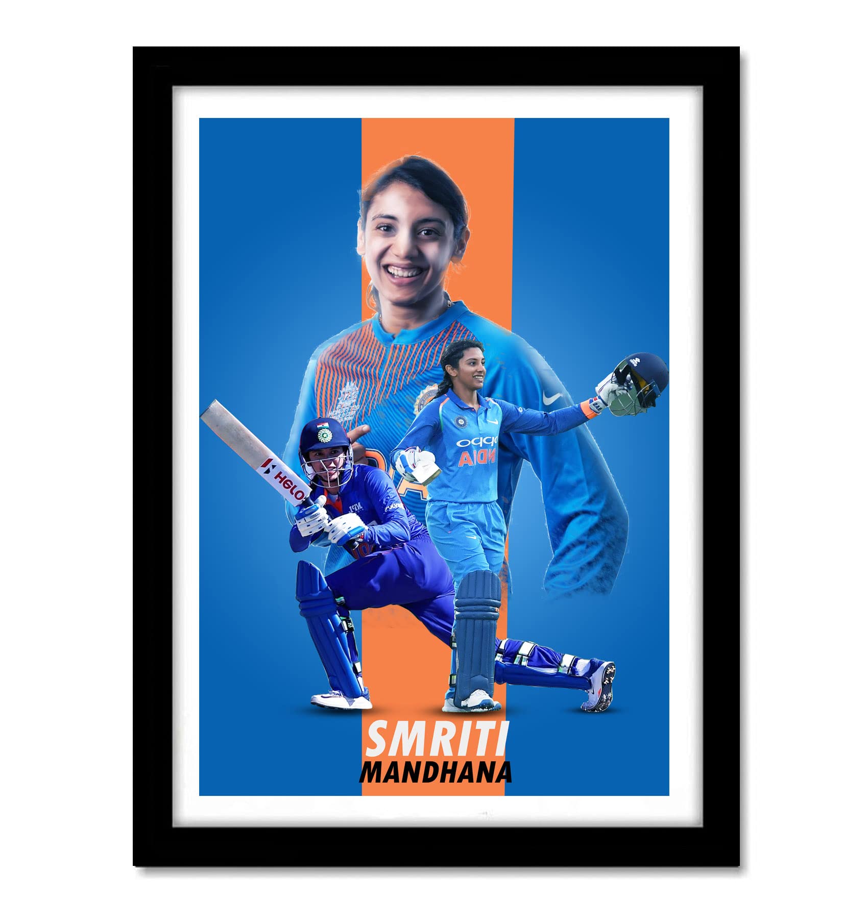 Good hope Smriti Mandhana Print Man Utd Framed Poster, multicolour, Print, 10inch x 13inch For Room Office Wall