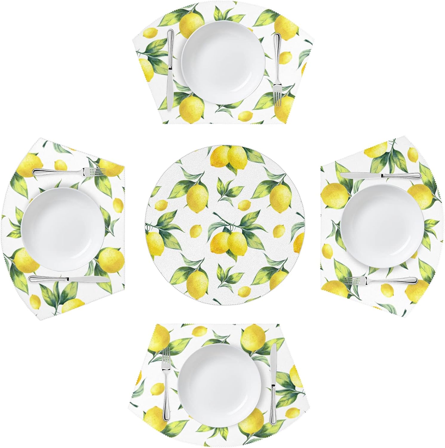 Lemon Round Table Placemats for Dining Table, Summer Fruit