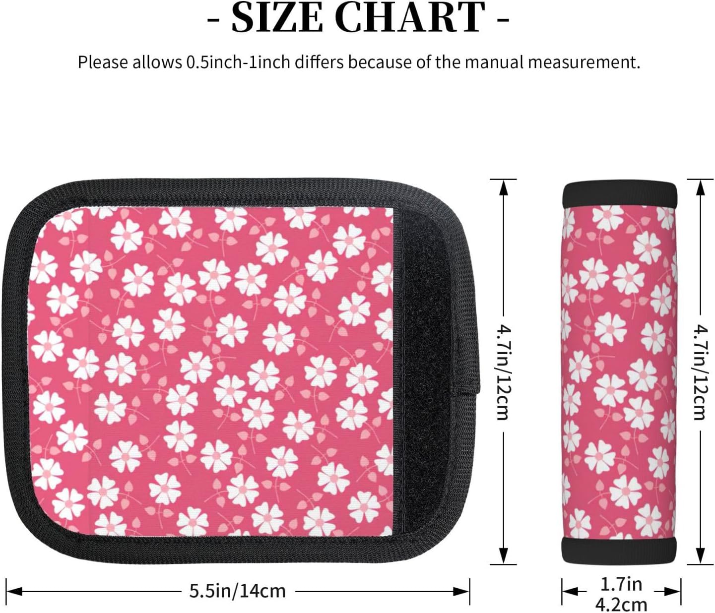 Flowers Texture Pink Print Luggage Handle Wraps Luggage Identifiers Soft Neoprene Luggage Handle Wraps for Suitcase Trolley Handle Grip Cover 2 Pack Luggage Tags