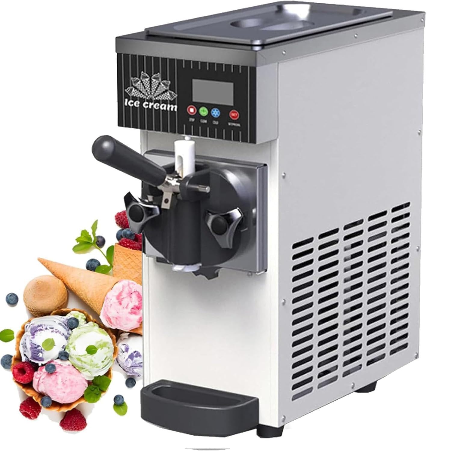 Macchina per Gelato Professionale Monogusto Da Banco, 450w, Per Gelato Soft, 4-5 Kg/H, 80-100 Porzioni/H, Per Uso Domestico, Con Pannello Lcd Autopulente, Ideale per Ristoranti E Gelaterie(Cream)