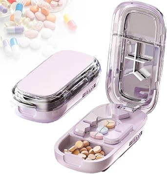 Pill Cutters for Small Pills,1/2+1/4 Pill Cutters Splitter,2 in 1 Adjustable Pills Splitter with Centering Device Accurate Alignment & Easily to Use Pink