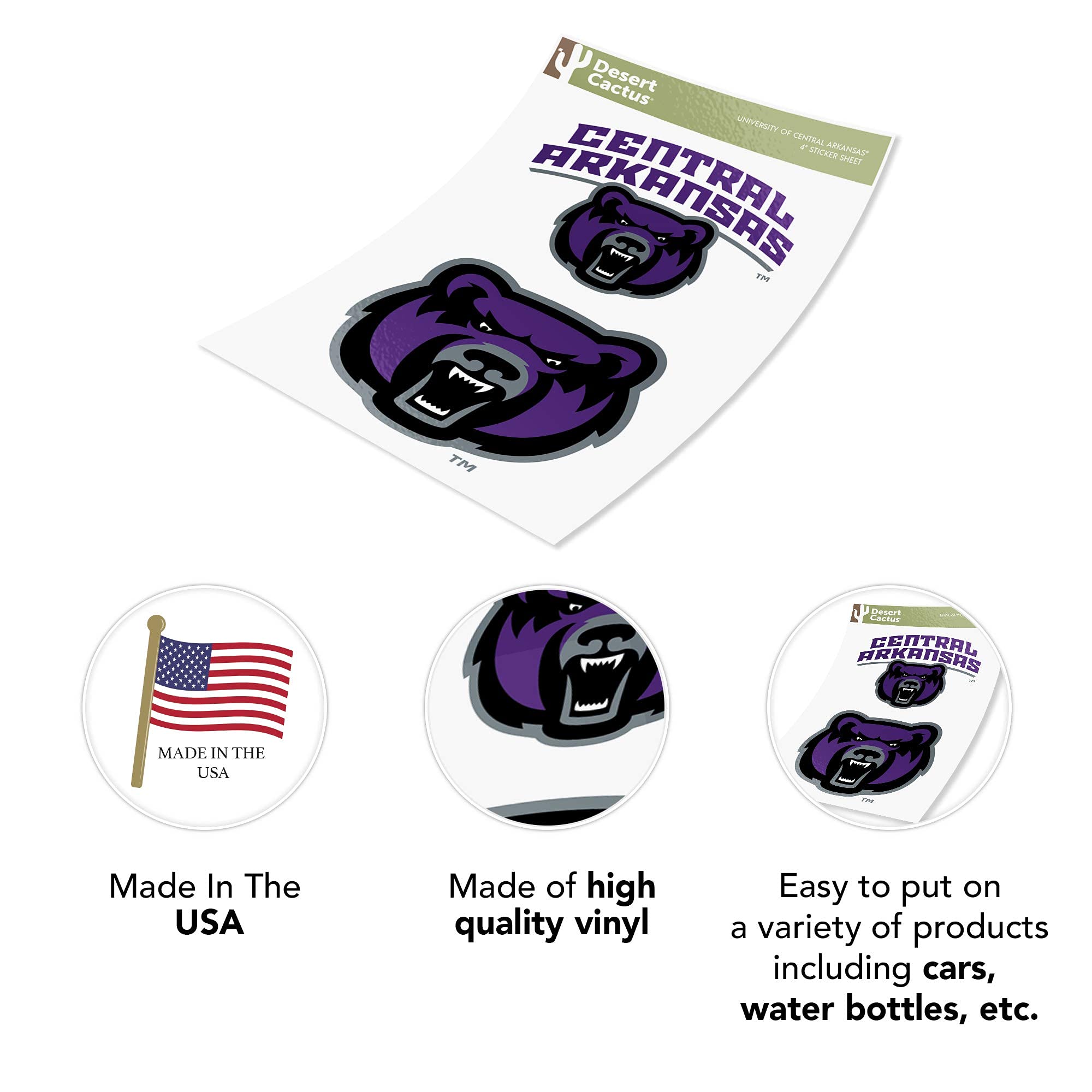 Desert Cactus University Of Central Arkansas Bears Sticker Sheet - 9 Vinyl Decals, Officially Licensed - View #8
