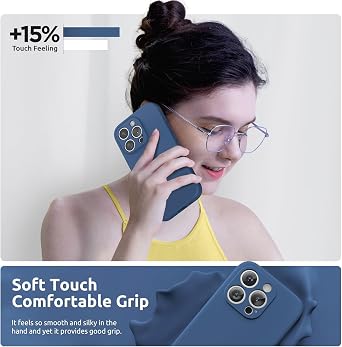 SURPHY Designed for iPhone 15 Pro Max Case with Screen Protector and Lanyard, Phone Strap and Liquid Silicone Phone Case (Camera Protective & Soft Microfiber Lining) 6.7 inch 2023, Blue Jay