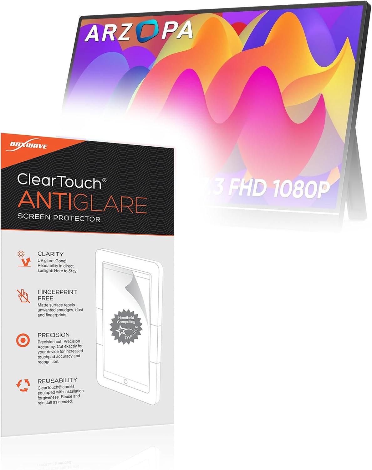 BoxWave Screen Protector Compatible with ARZOPA A1M Portable Laptop Monitor - ClearTouch Anti-Glare (2-Pack), Anti-Fingerprint Matte Film Skin