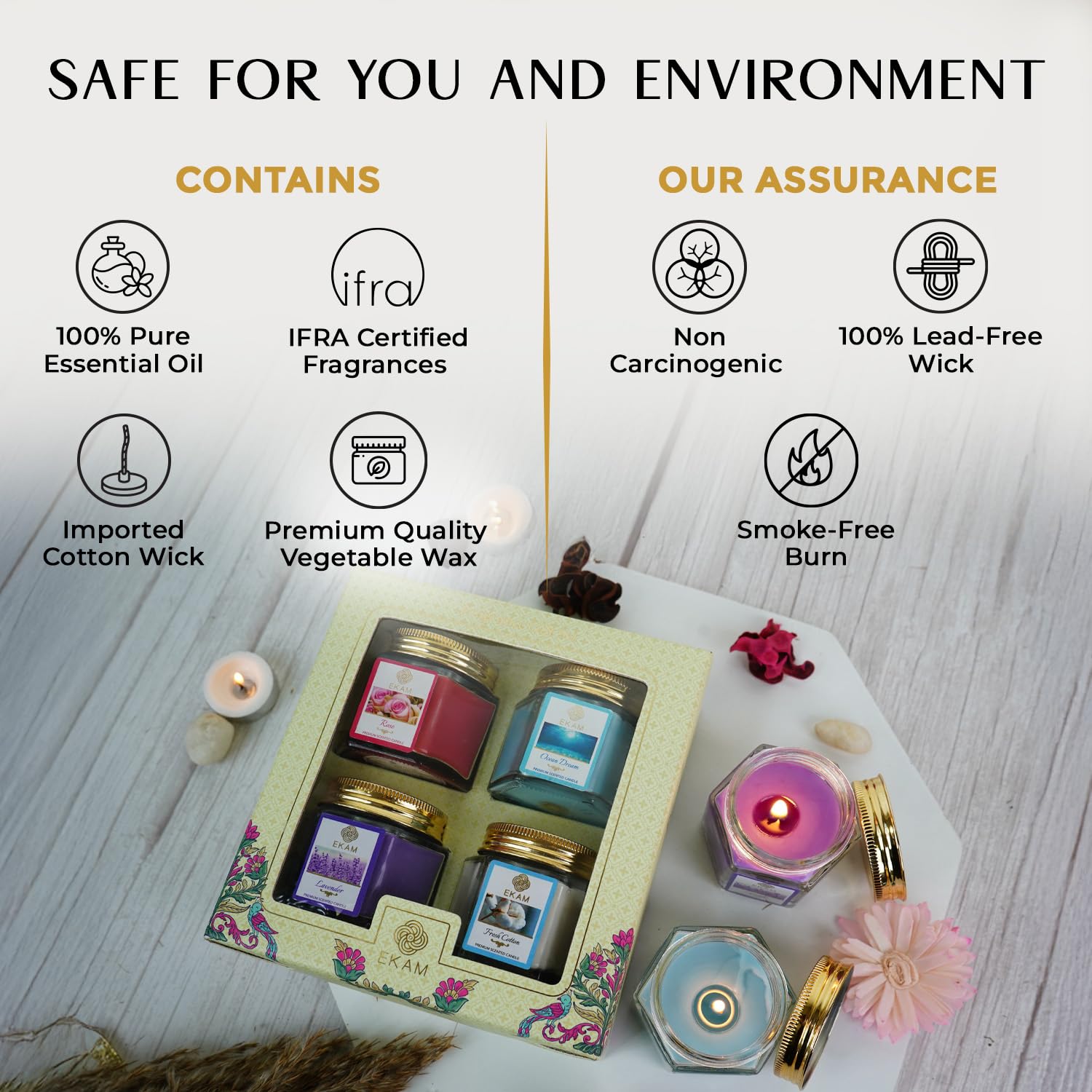 EKAM Candle Gift Set - 4 Fragrance Candles -5