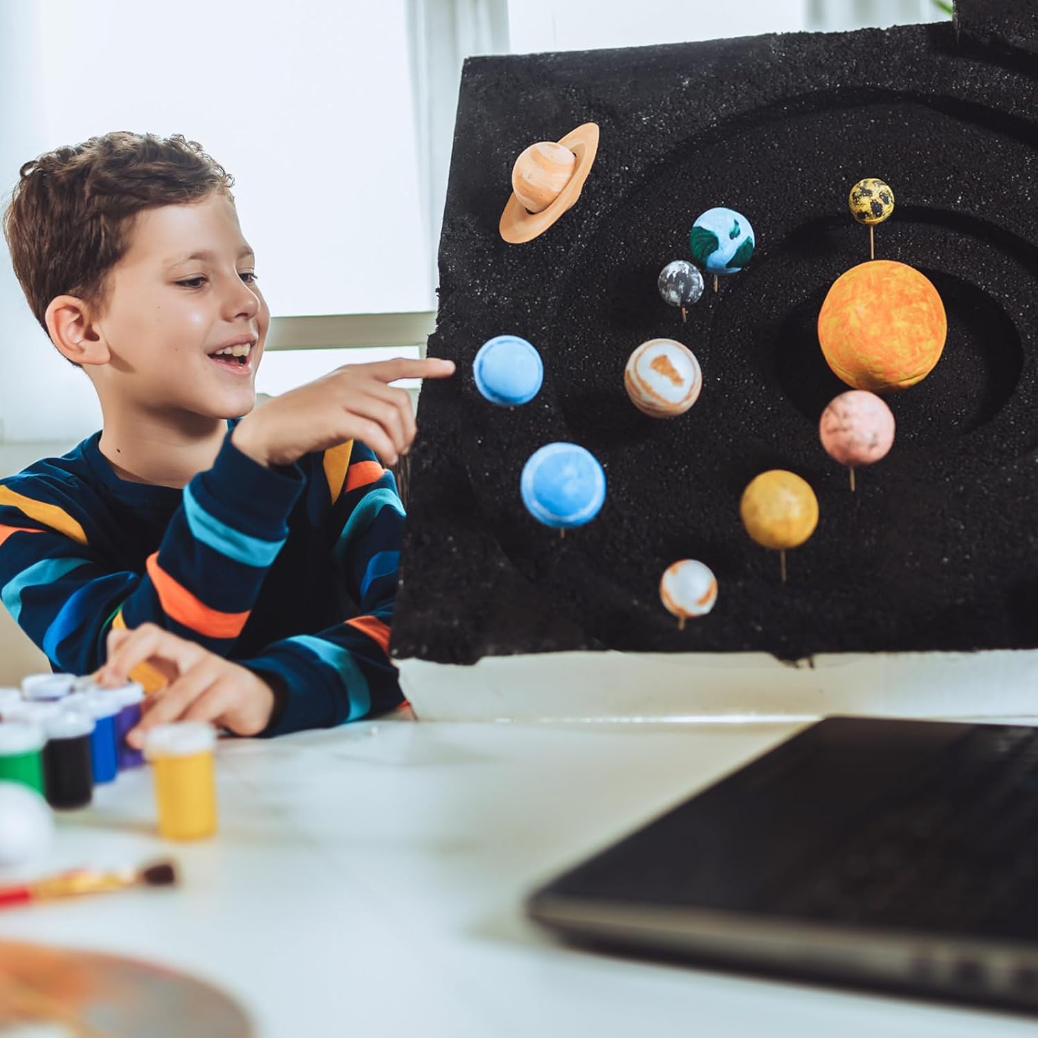 36 Solar System Model Project Kit Include 14 Solar System Foam Balls 12 Pigment 2 Brushes DIY Polystyrene Spheres Balls for Outer Space Planet Foam Kids School Science Projects - Image 7