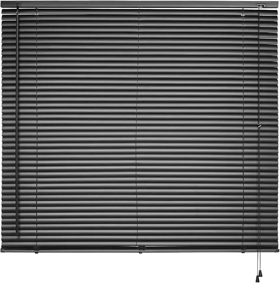 Atlas - Persiana Horizontal de PVC e Lâmina de 25mm, Tamanho 120 x 130 cm, Cor Preta