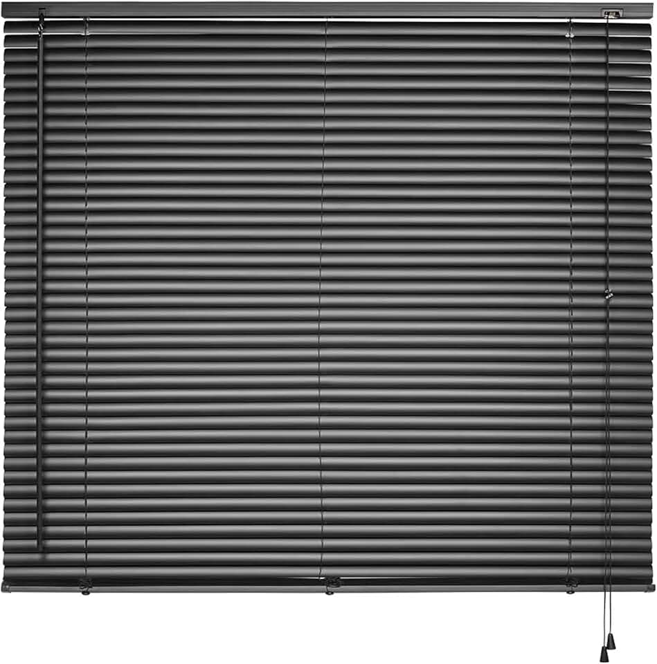 Atlas - Persiana Horizontal de PVC e Lâmina de 25mm, Tamanho 120 x 130 cm, Cor Preta