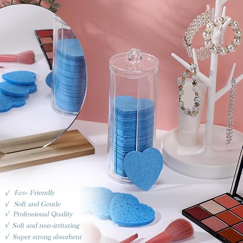 Vista 120 de Sieral 120 esponjas faciales comprimidas con contenedor, almohadillas de esponja desechables para lavar la cara, exfoliante, esteticista, Verde