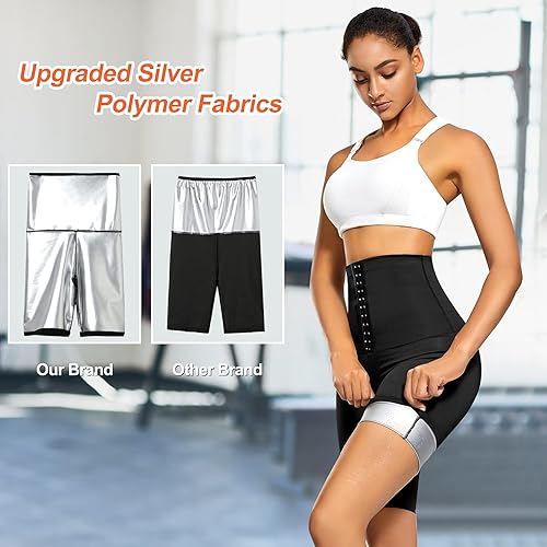 Miniatura 4 de URSEXYLY Pantalones deportivos de sauna para mujer, leggings de entrenamiento termoadelgazantes, de cintura alta, pantalones cortos de entrenamiento