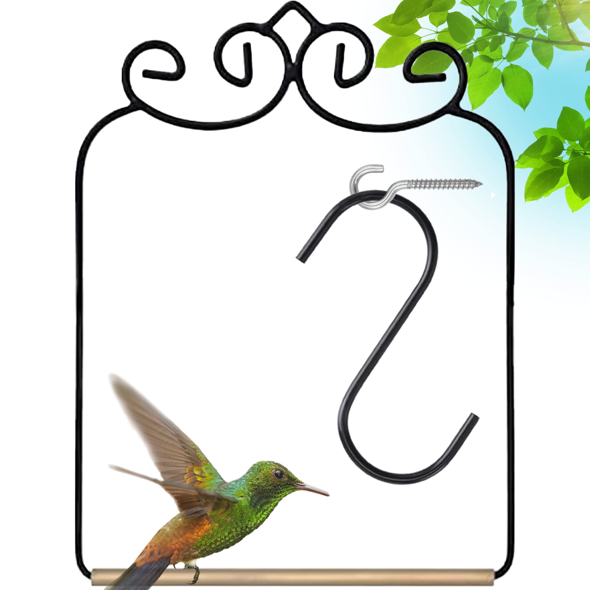 Winemana Set Di 3 Altalene Per Colibrì – Trespolo In Legno Con Struttura Metallica, Da Appendere Vicino Alla Mangiatoia