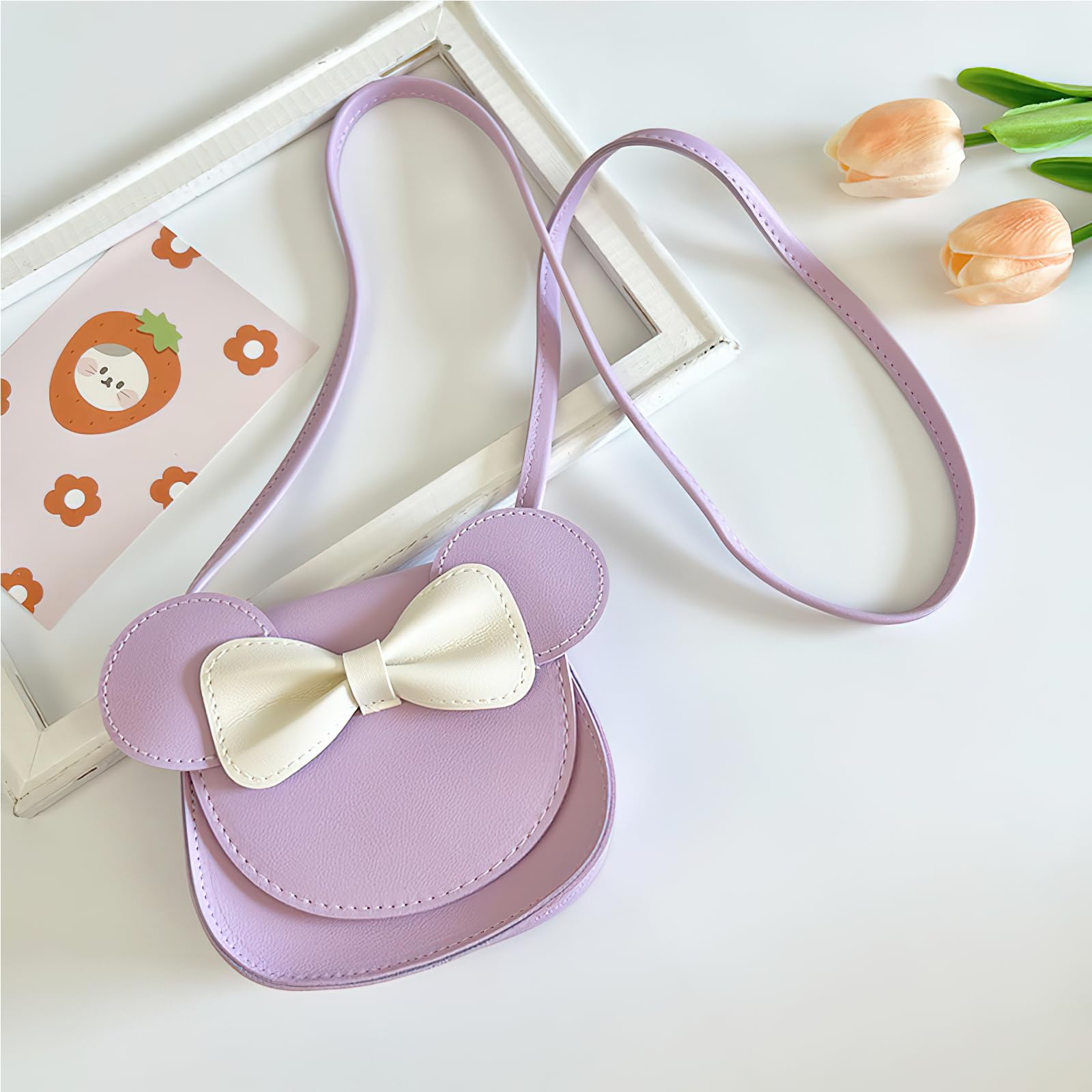 Hifot Borsetta Bambina, Fiocco Carino Mini Borsa con Tracolla Regolabile, Principessa Borsa a Tracolla per Ragazze