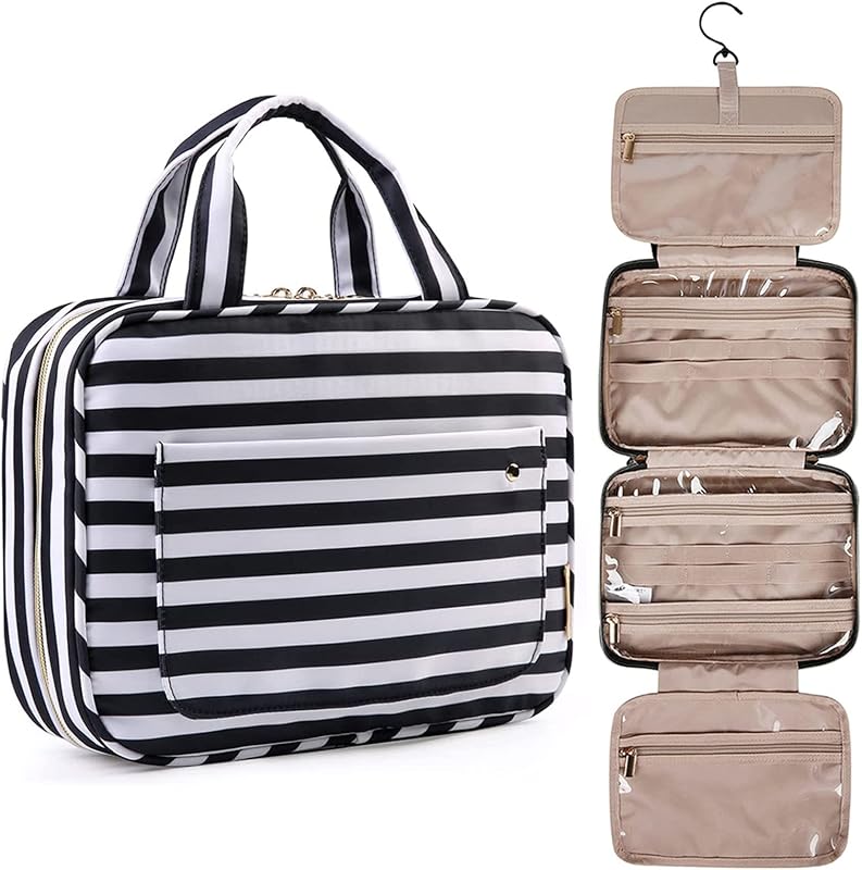 BAGSMART Necessaire de viagem com gancho, compartimentos e fechamento por zíper, preta