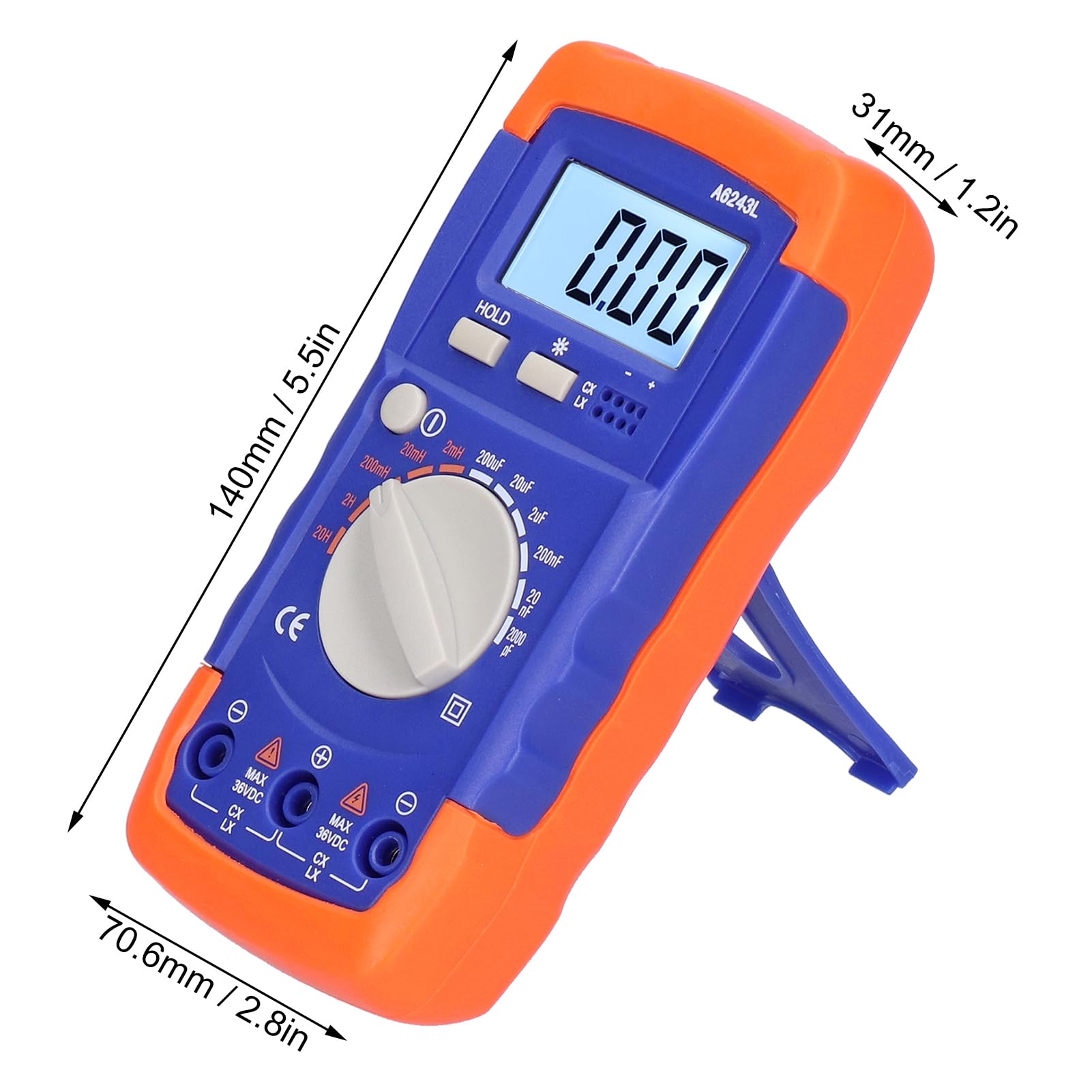 Fdit Probador de Capacitancia LCD, Medidor Digital A6243L Medidor de Inductancia Inteligente Medidor de Medición de Capacitor para Kits de Prueba (A6243L)