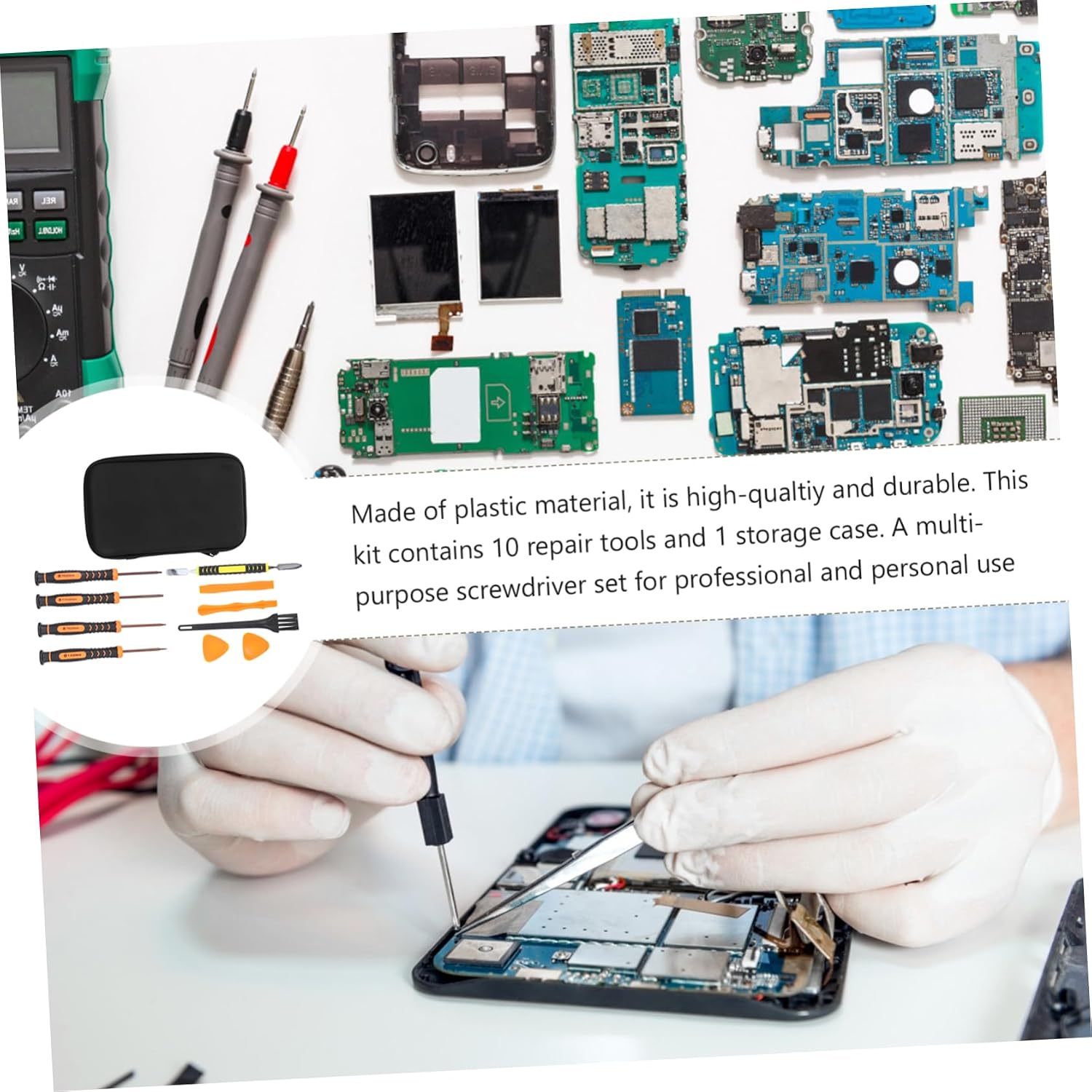 ORFOFE 1set Multifunctional Screwdriver Electronics Repair Tool Kit for Mobile Phones Tablets Computers Magnetic Bits for Easy Use Sturdy Material Organized Storage Box