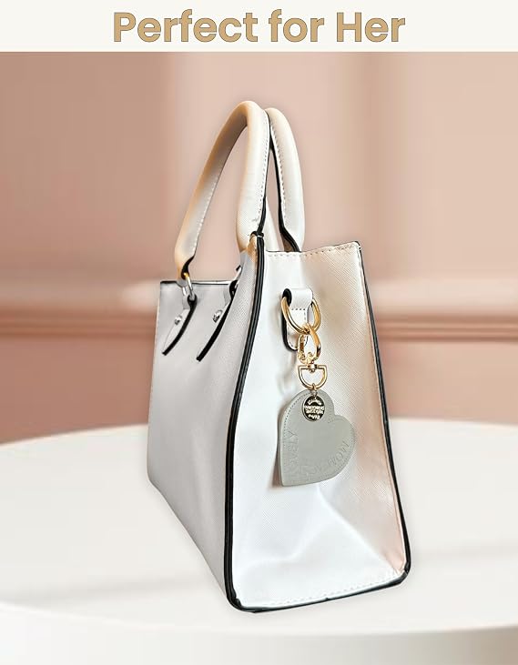 Heart Keychain | Vegan Leather Bag Charm for Women | Valentine’s Day Gift with Elegant Pouch