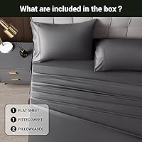 Vista 7 de Shilucheng - Juego de sábanas de 4 piezas, sábanas refrescantes, transpirables y suaves de mezcla de rayón derivado de bambú y con bolsillo profundo
