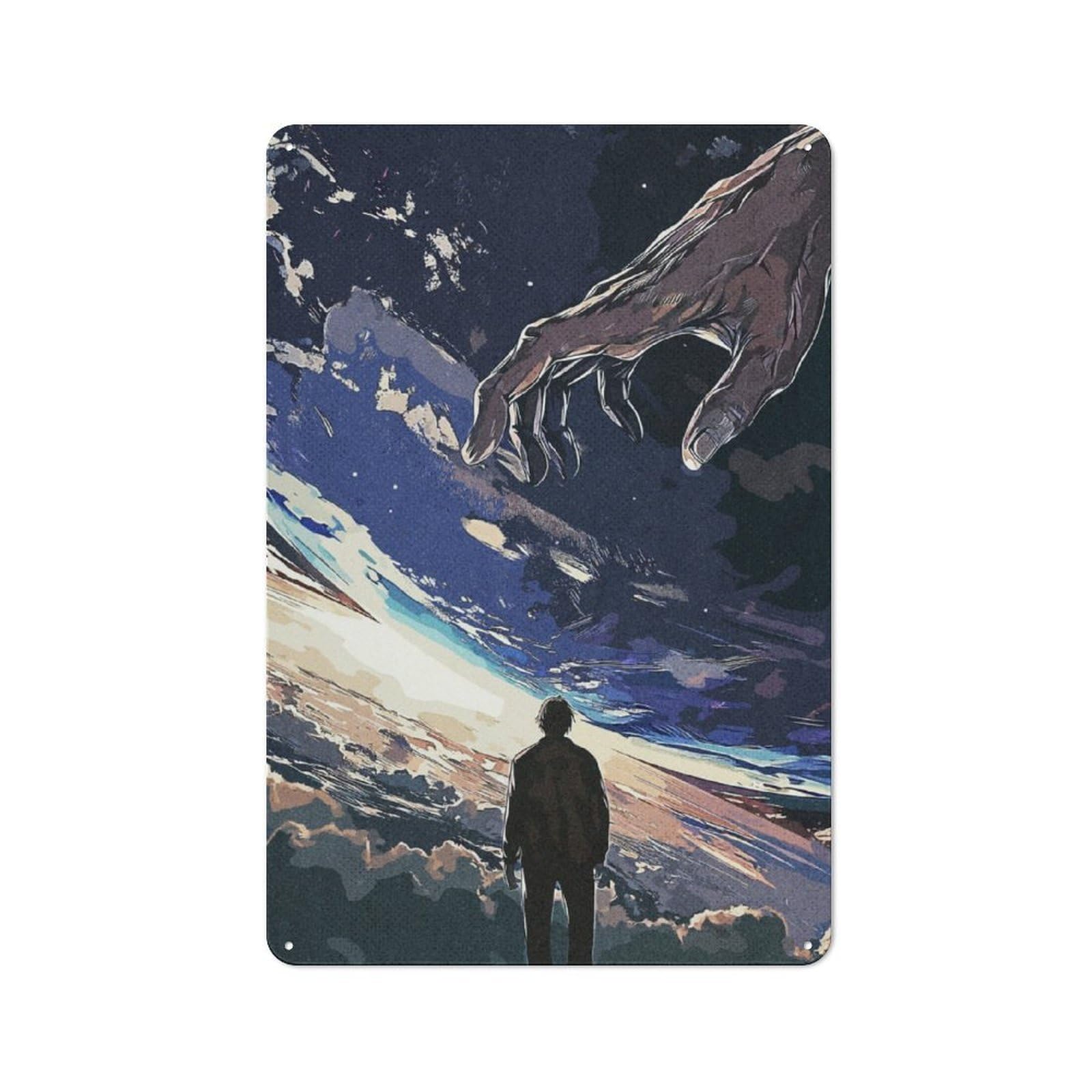 Junmoney Hand Of Gods Tin Wall Plaque 30X20cm With For Garage Wall, With Clear Vintage Wall Decor Character